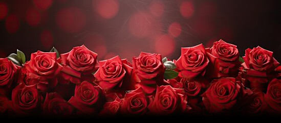 A stunning backdrop showcasing a vibrant arrangement of red roses with ample space for copy and image © vxnaghiyev
