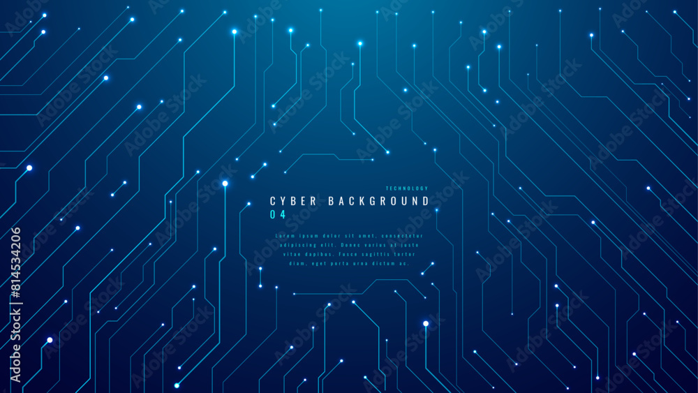 Poster Abstract digital circuit tech bg. Technology background. A circuit board or computer motherboard in light blue. Cyber futuristic data concept. AI science concept. Innovation vector illustration.