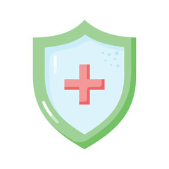 Medical sign inside protection shield showing concept icon of health insurance, medical protection vector