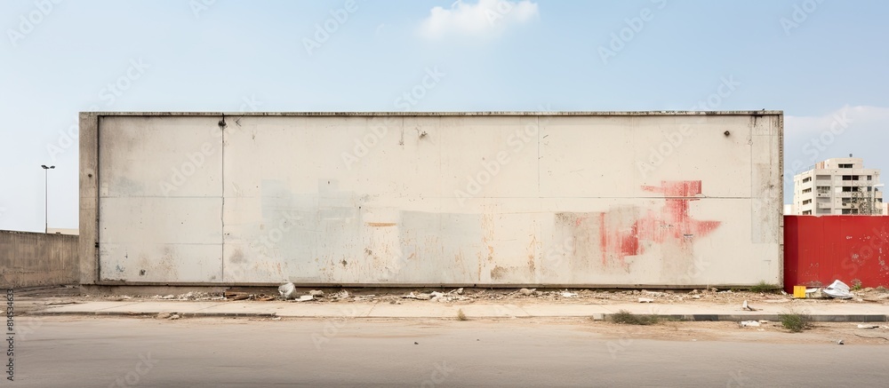Poster street wall featuring a spacious billboard adorned with banners for personalized text additions perf