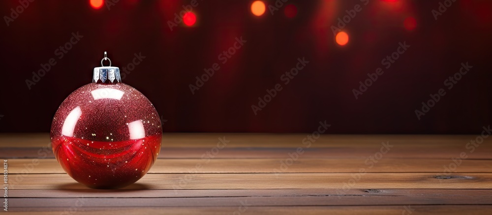Poster Copy space image of a classic Christmas ornament displayed against a rustic wooden backdrop