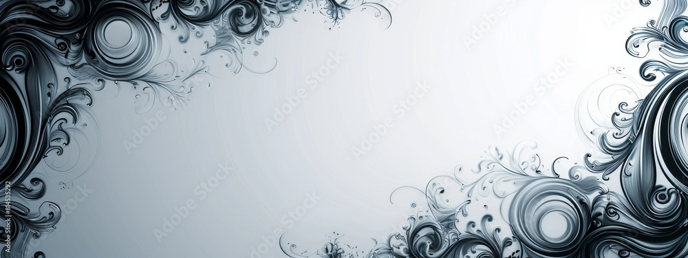 Aufkleber swirl or spiral shapes at the corners of the page with a blank space in the center for symbol or tex