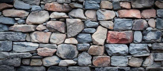 A background of a wall made of stones with a textured appearance suitable for including copy space in an image