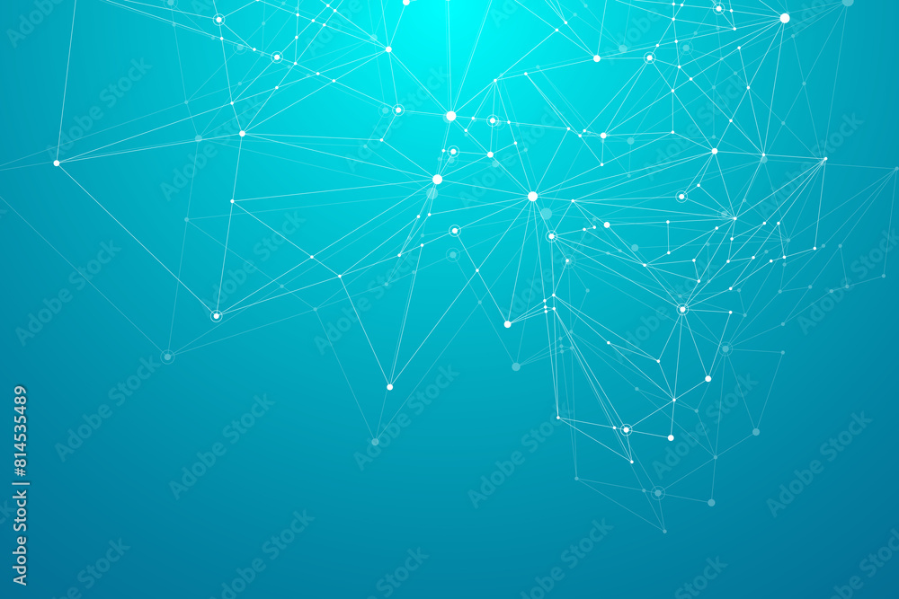 Leinwandbilder Global network connections with points and lines. Wireframe background. Abstract connection structure. Polygonal space background, illustration