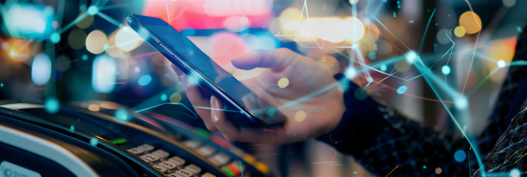 hand holding mobile phone with visual light hologram