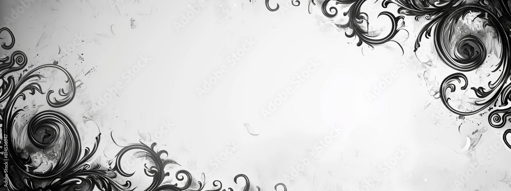 Fototapete Swirl or spiral shapes at the corners of the page with a blank space in the center for symbol or text.