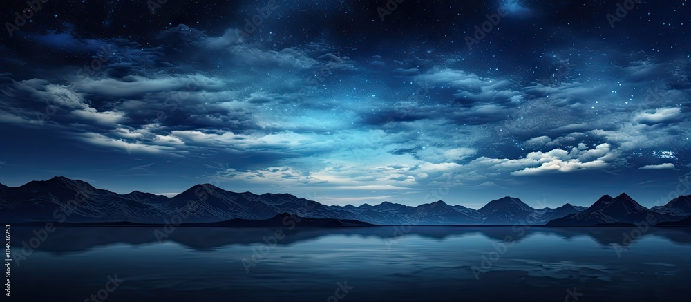 Poster A dark interstellar space serves as the perfect backdrop for a captivating starry night sky. with copy space image. Place for adding text or design