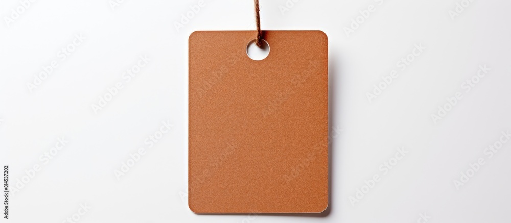 Poster a white background showcases a brown price tag this price label provides ample copy space for text
