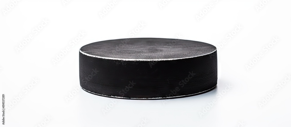 Aufkleber Close up of a hockey puck on a white background providing ample copy space for additional elements in the image