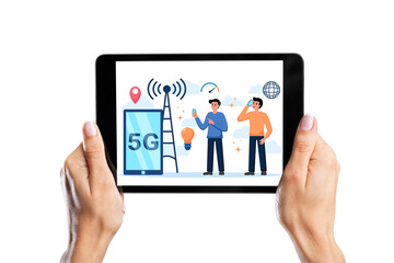 business people holding tablet pc
