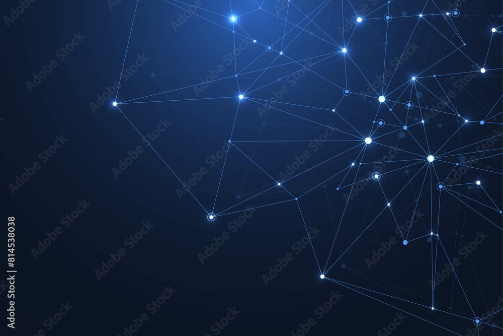 Aufkleber Global network connections with points and lines. Wireframe background. Abstract connection structure. Polygonal space background, illustration