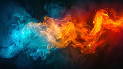Fototapeta premium Candid shot capturing the vibrant colors of flames as they twist and turn in the darkness, their ever changing hues a testament to their fiery nature