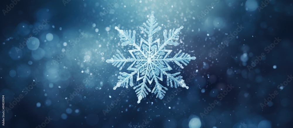 Leinwandbilder An image with a snowflake and stars in the background. with copy space image. Place for adding text or design