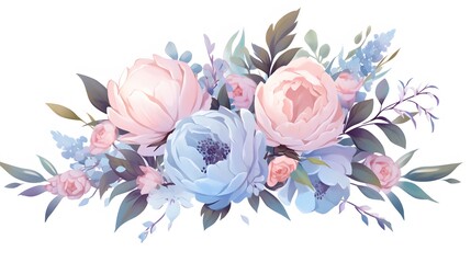 Beautiful bouquet of roses and peonies in pastel colors