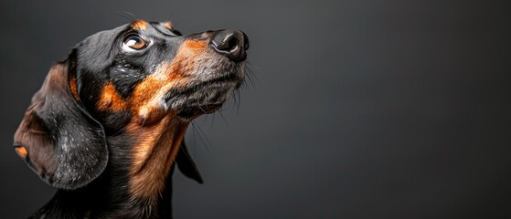 Black and Brown Dog Looking Up Into the Sky