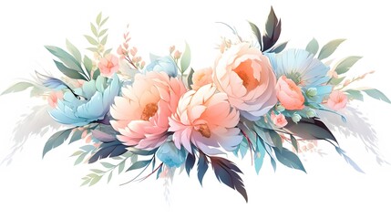 Beautiful bouquet of roses and peonies in pastel colors