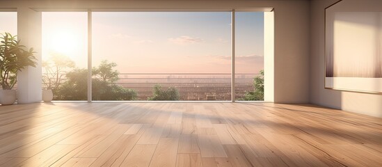 The ground floor features wood flooring providing a warm and natural aesthetic. with copy space...