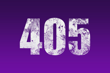 flat white grunge number of 405 on purple background.