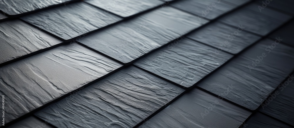 Poster the image showcases a contemporary rooftop adorned with a charming layer of natural slate pleasing t