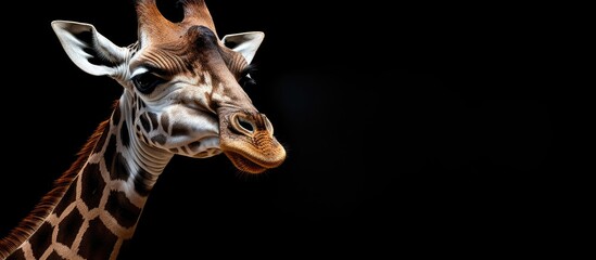 Obraz premium Giraffe is a common name for the tallest living terrestrial animal distinguishable by its long neck and legs and copy space image