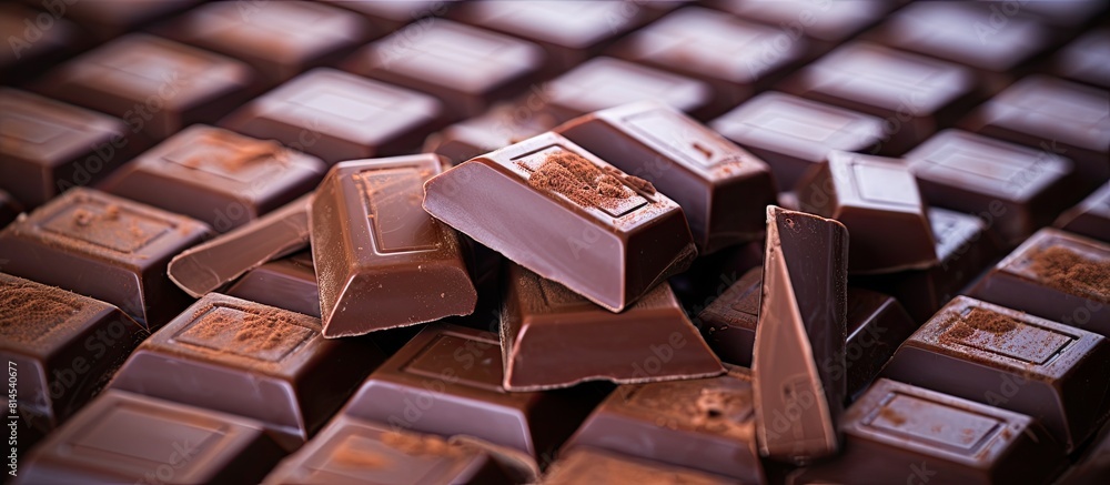 Fototapete a detailed macro photograph capturing a close up image of chocolate pieces with ample space for text