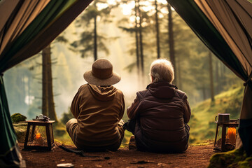 Middle aged couple enjoying harmony peaceful weekend generative AI portrait