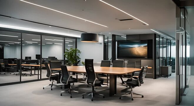 office room with glass windows around it