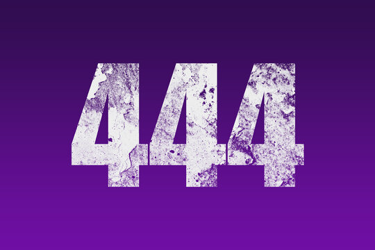 flat white grunge number of 444 on purple background.