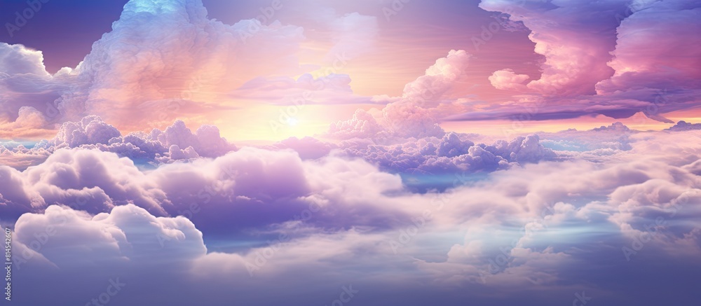 Aufkleber in the evening there are beautiful rainbow clouds floating above the dark clouds creating a captivat