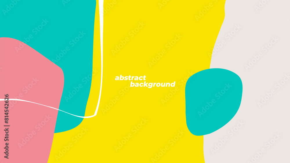 Fototapete abstract background with various hand drawn dynamic shapes and white bent line for creative graphic 