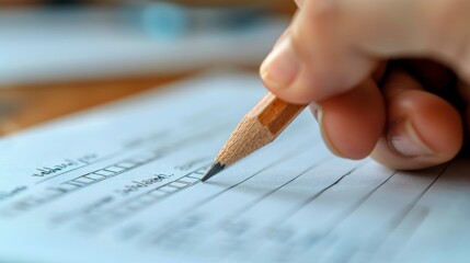 Person Holding Pencil Writing on Piece of Paper