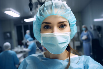 Generative AI Portrait of experienced doctor at hospital patient examination consultation medicare