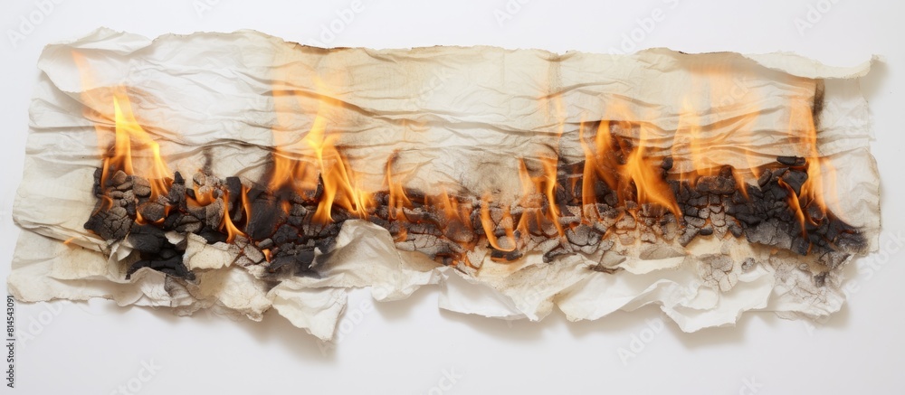 Poster copy space image of burnt paper set against a clean white backdrop