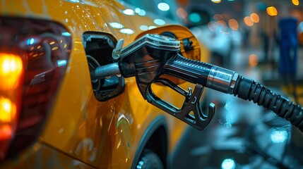 Car refueling at a gas station