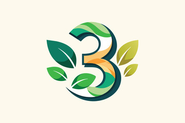 Leaf Number 3 vector illustration