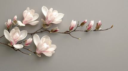 Beautiful blooming magnolia branch isolated