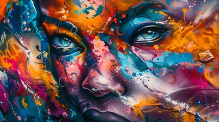 Vibrant abstract portrait with explosive colors - a mesmerizing artistic creation