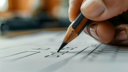 Person Writing on Paper With Pencil