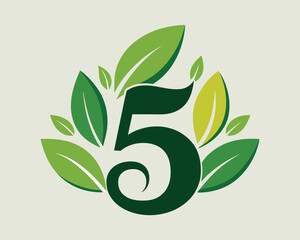 Leaf Number 5 vector illustration