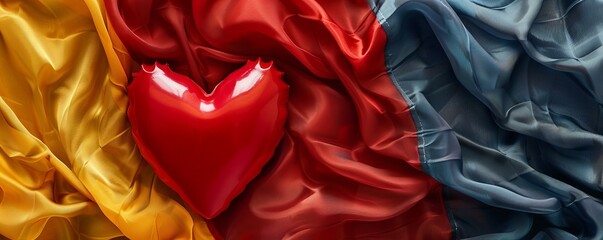I love Belgium. Red heart symbol on Belgium flag background. national holiday of Belgium commemorated annually on 21 July