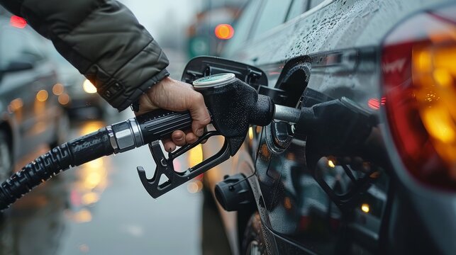 Car refueling at a gas station