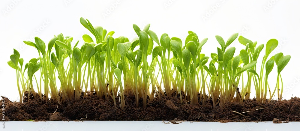 Aufkleber Close up view of young spring sprouts isolated on a white background with ample copy space image