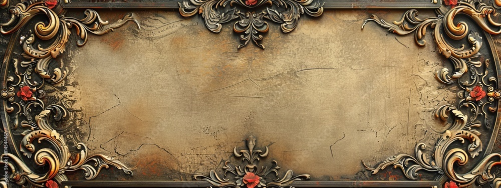 Poster an ornate victorian-style page with a central blank space surrounded by elegant patterns.