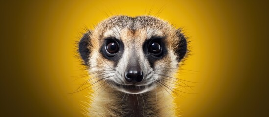 Fototapeta premium A suricata captured in a top down photograph gazing into the camera with ample copy space