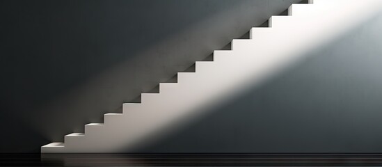 A zigzag arrow is used as a visual cue to show the direction of descending the stairs in a copy space image