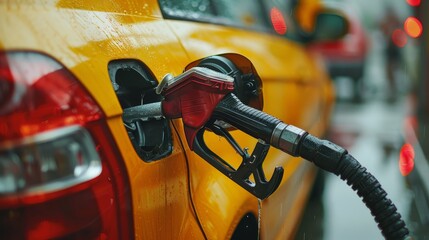 Car refueling at a gas station