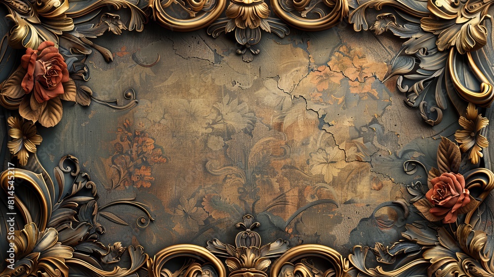 Poster an ornate victorian-style page with a central blank space surrounded by elegant patterns.