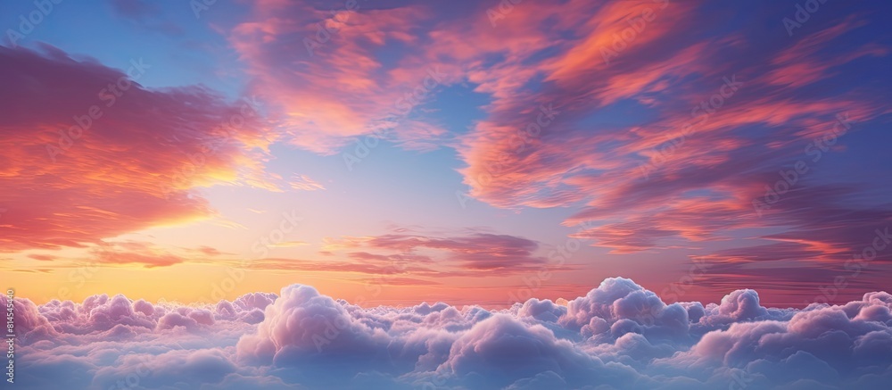Poster the evening sky showcases magnificent colorful clouds creating a stunning copy space image