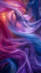 Obraz premium Lilac, Turquoise and Blue Colored Curves form Abstract Swoosh Tunnel.