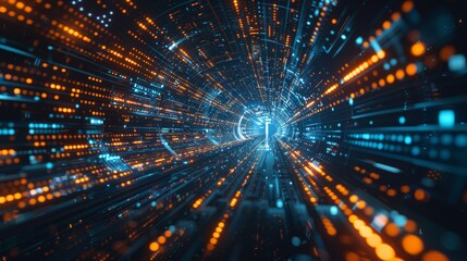 Fototapeta premium An abstract background of high-speed international data transfer, ultra-fast broadband, digital circuits, and cyber technology motions.